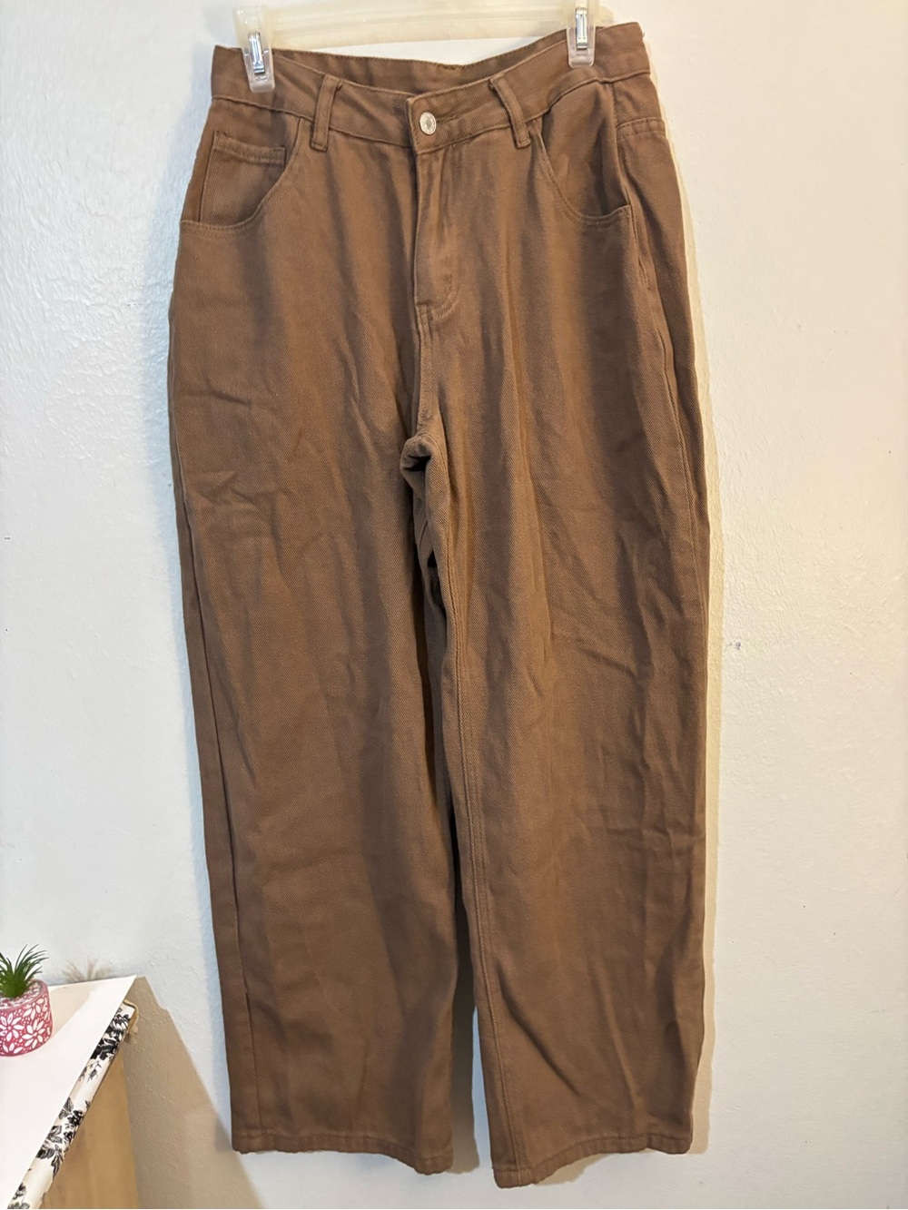 NFINITY Tan High-Waist Wide Leg Trousers